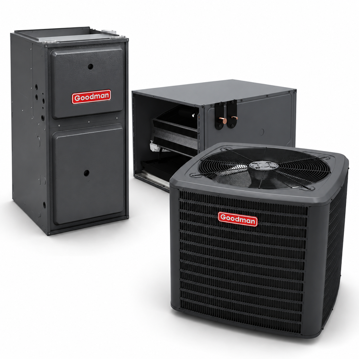 Goodman 3.5 Ton 13.4 SEER2 96% AFUE 100,000 BTU Gas Furnace and R32 Air Conditioner System - Downflow/Horizontal