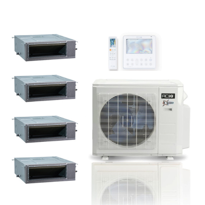 ACIQ Extreme Series 4-Zone Ducted Mini Split AC & Heat Pump 27000 BTU (9K+9K+9K+18K), Slim Duct Units, 230V