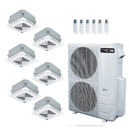 ACIQ 6-Zone Ductless Mini Split AC & Heat Pump 48000 BTU (9K+9K+9K+12K+12K+12K), Ceiling Cassettes Units, 230V