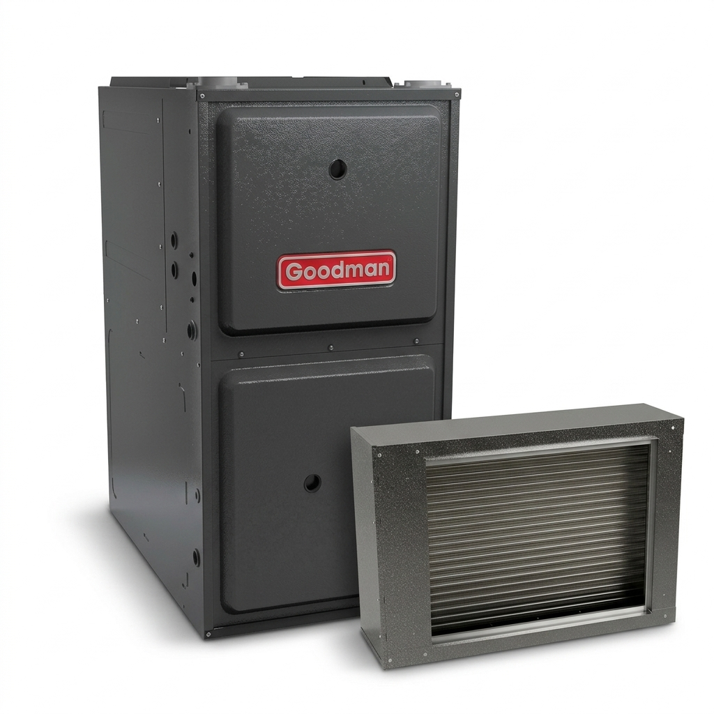 Goodman 2.5 Ton 96% AFUE Furnace and Coil System - R32 - Upflow/Horizontal