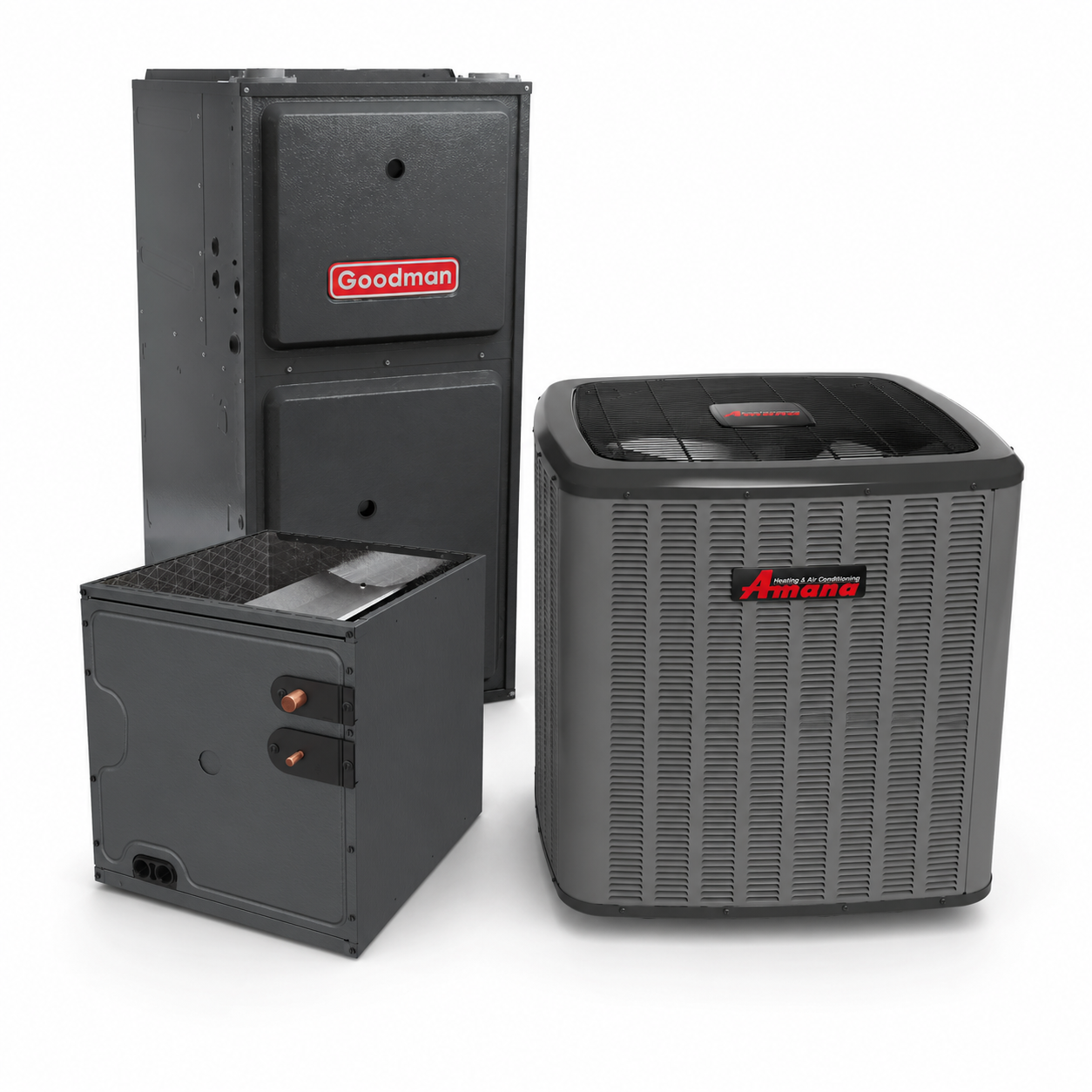 Goodman 2 Ton 17.2 SEER2 97% AFUE 80,000 BTU Furnace and High Efficiency Heat Pump System | Inverter - R32 - Downflow/Horizontal