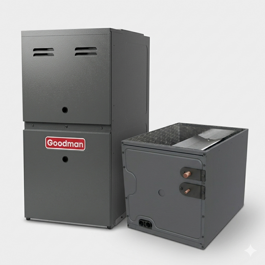 Goodman 2.5 Ton 80% AFUE Furnace and Coil System - R32 - Upflow/Horizontal