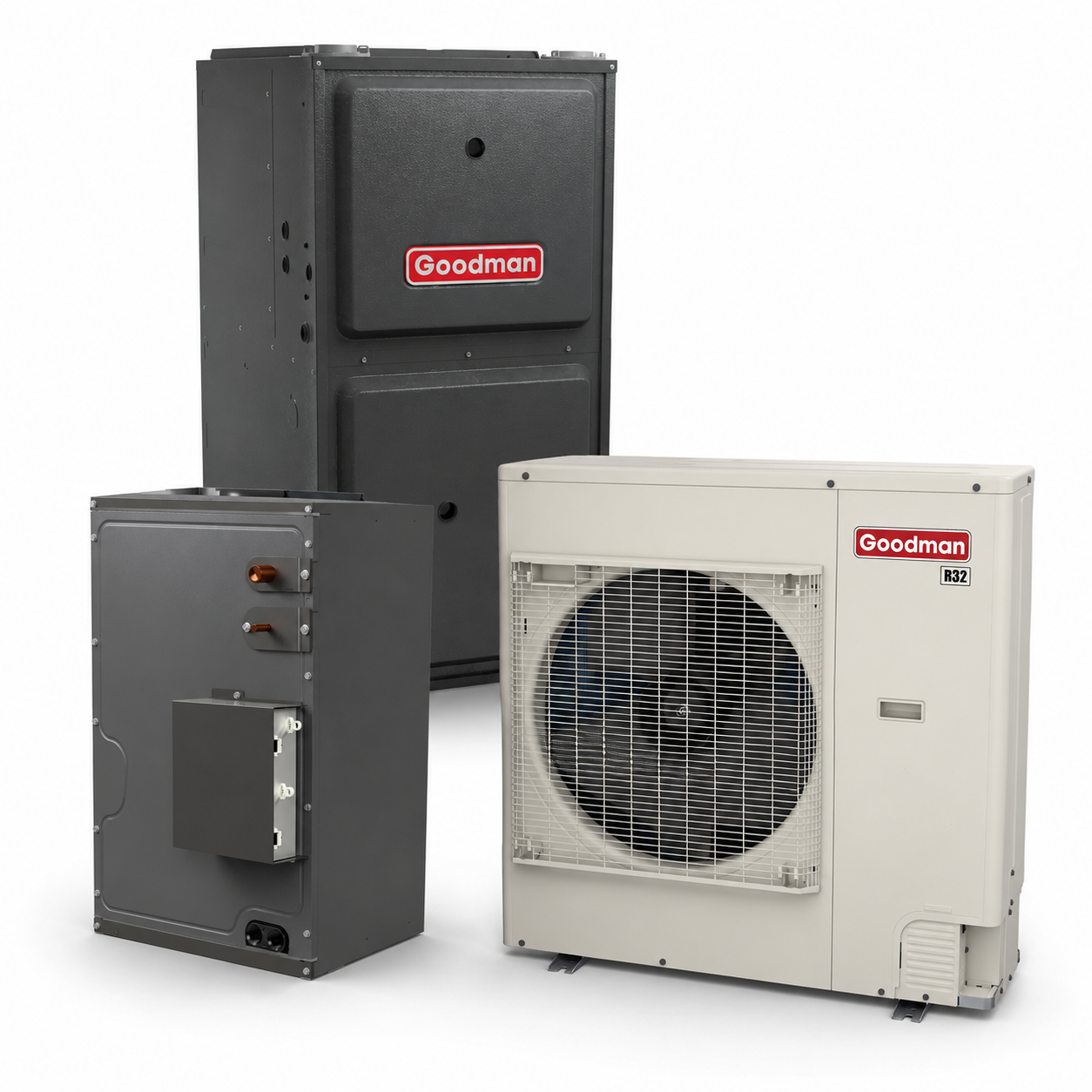 Goodman 3 Ton 19.0 SEER2 96% AFUE 120,000 BTU Gas Furnace and R32 Air Conditioner System - Upflow/Horizontal