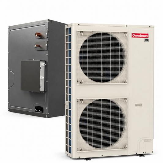 Goodman 5 Ton 17.0 SEER2 Central Heat Pump with 26' inch Upflow/Downflow Cased Coil | Inverter - R32
