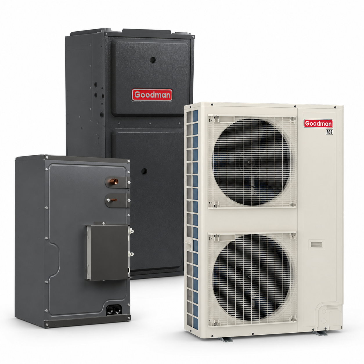Goodman 5 Ton 17.0 SEER2 96% AFUE 100,000 BTU Furnace and High Efficiency Heat Pump System | Inverter - R32 - Upflow/Horizontal