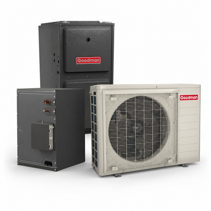 Goodman 2 Ton 19.0 SEER2 96% AFUE 60,000 BTU Furnace and High Efficiency Heat Pump System | Inverter - R32 - Downflow/Horizontal