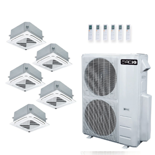 ACIQ 5-Zone Ductless Mini Split AC & Heat Pump 48000 BTU (9K+9K+9K+9K+24K), Ceiling Cassettes Units, 230V