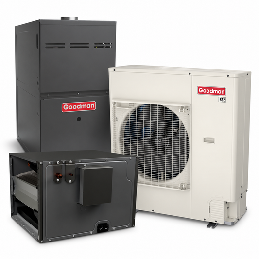 Goodman 4 Ton 16.5 SEER2 80% AFUE 80,000 BTU Gas Furnace and R32 Air Conditioner System - Upflow/Horizontal