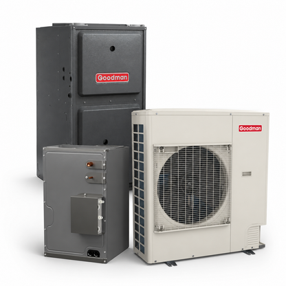 Goodman 3.5 Ton 17.5 SEER2 96% AFUE 120,000 BTU Furnace and High Efficiency Heat Pump System | Inverter - R32 - Downflow/Horizontal