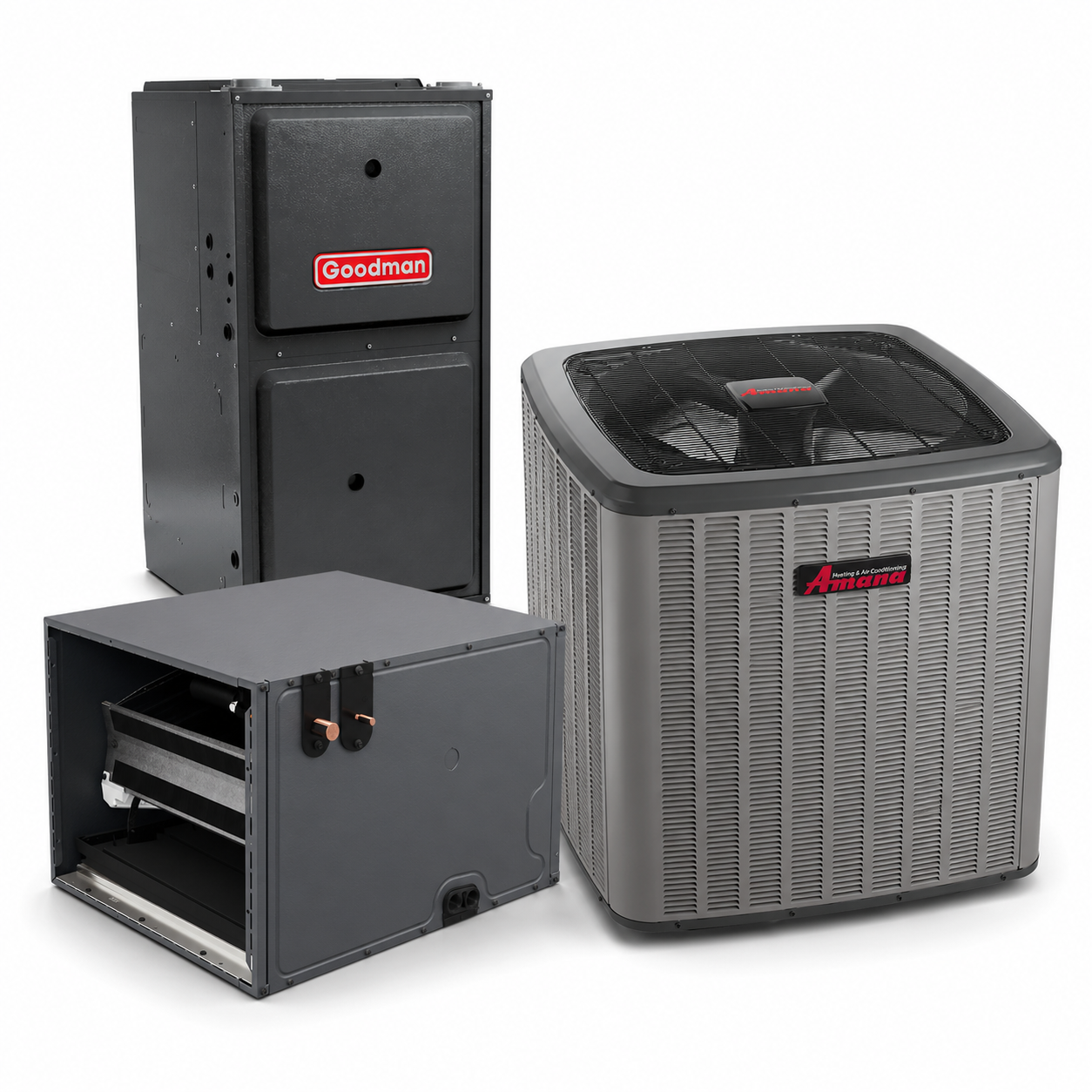 Goodman 2 Ton 17.2 SEER2 97% AFUE 80,000 BTU Furnace and High Efficiency Heat Pump System | Inverter - R32 - Downflow/Horizontal