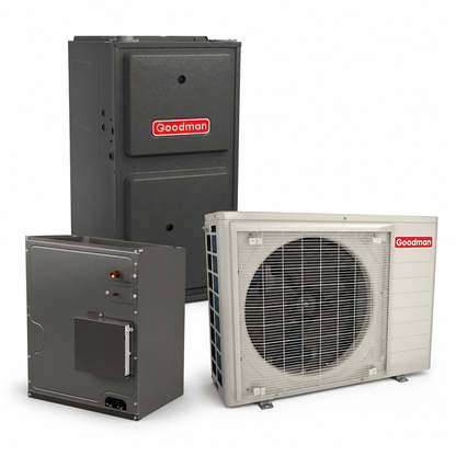 Goodman 2 Ton 18.0 SEER2 96% AFUE 80,000 BTU Furnace and High Efficiency Heat Pump System | Inverter - R32 - Upflow/Horizontal