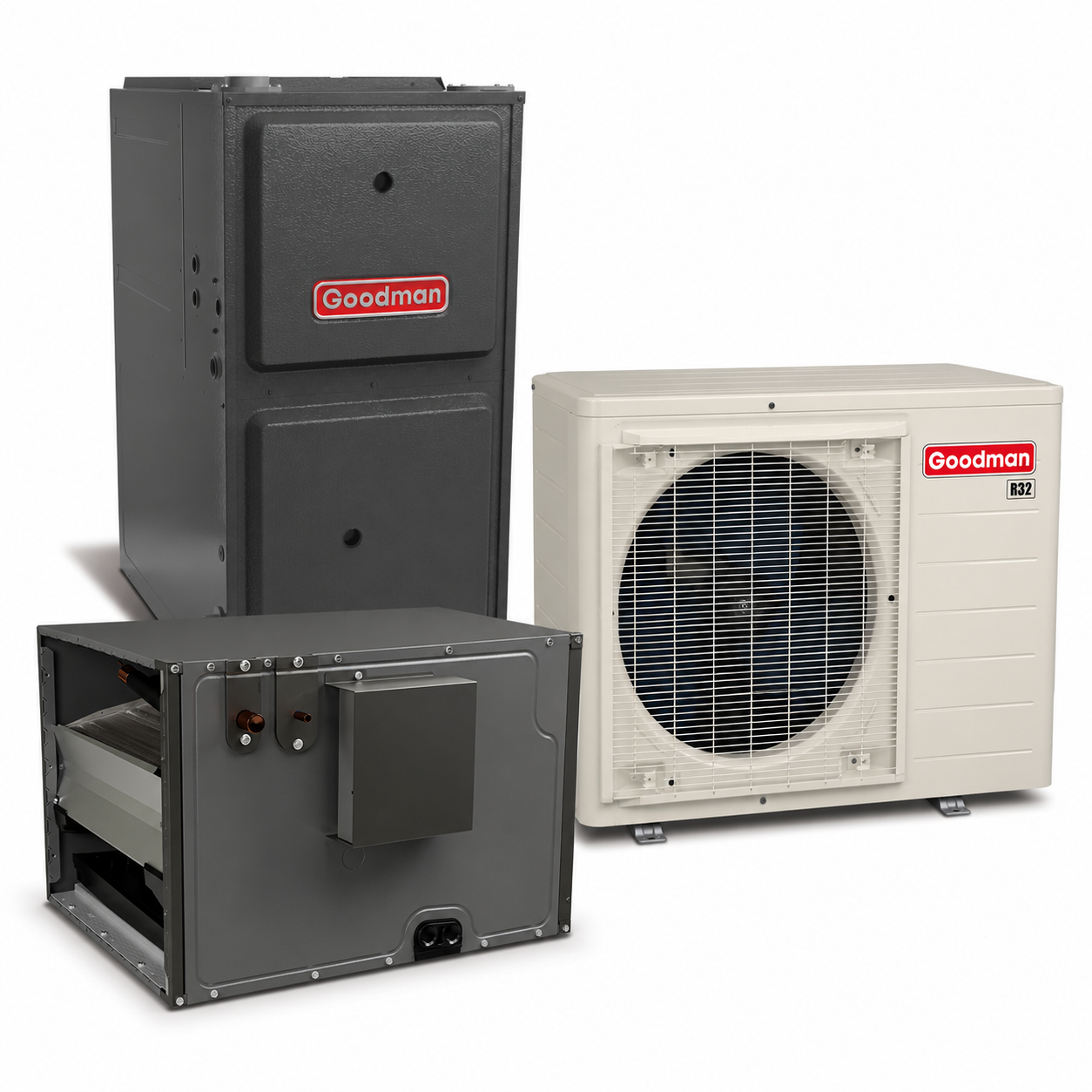 Goodman 2 Ton 19.0 SEER2 96% AFUE 60,000 BTU Gas Furnace and R32 Air Conditioner System - Upflow/Horizontal