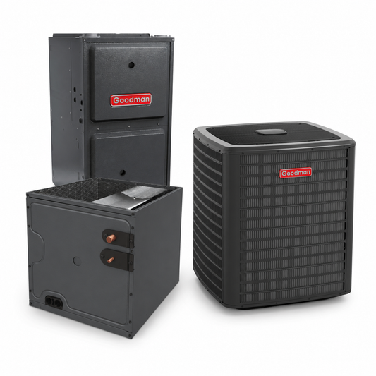 Goodman 2 Ton 15.2 SEER2 97% AFUE 80,000 BTU Gas Furnace and R32 Air Conditioner System - Downflow/Horizontal