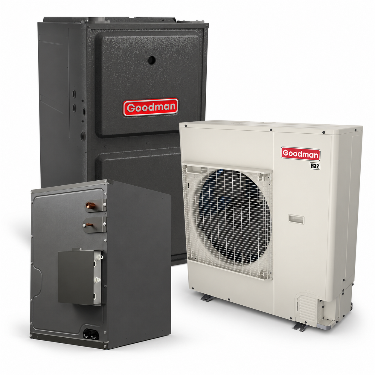 Goodman 3 Ton 19.0 SEER2 96% AFUE 80,000 BTU Gas Furnace and R32 Air Conditioner System - Upflow/Horizontal