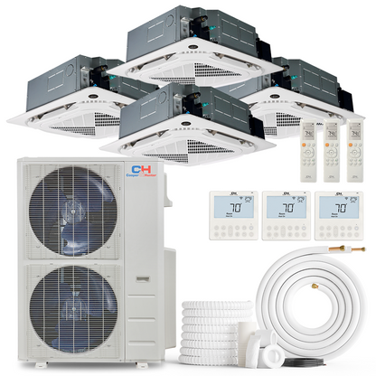 Cooper&Hunter 4-Zone Ductless Mini Split AC & Heat Pump 48000 BTU (9K+12K+12K+18K), Ceiling Cassettes Units, 230V