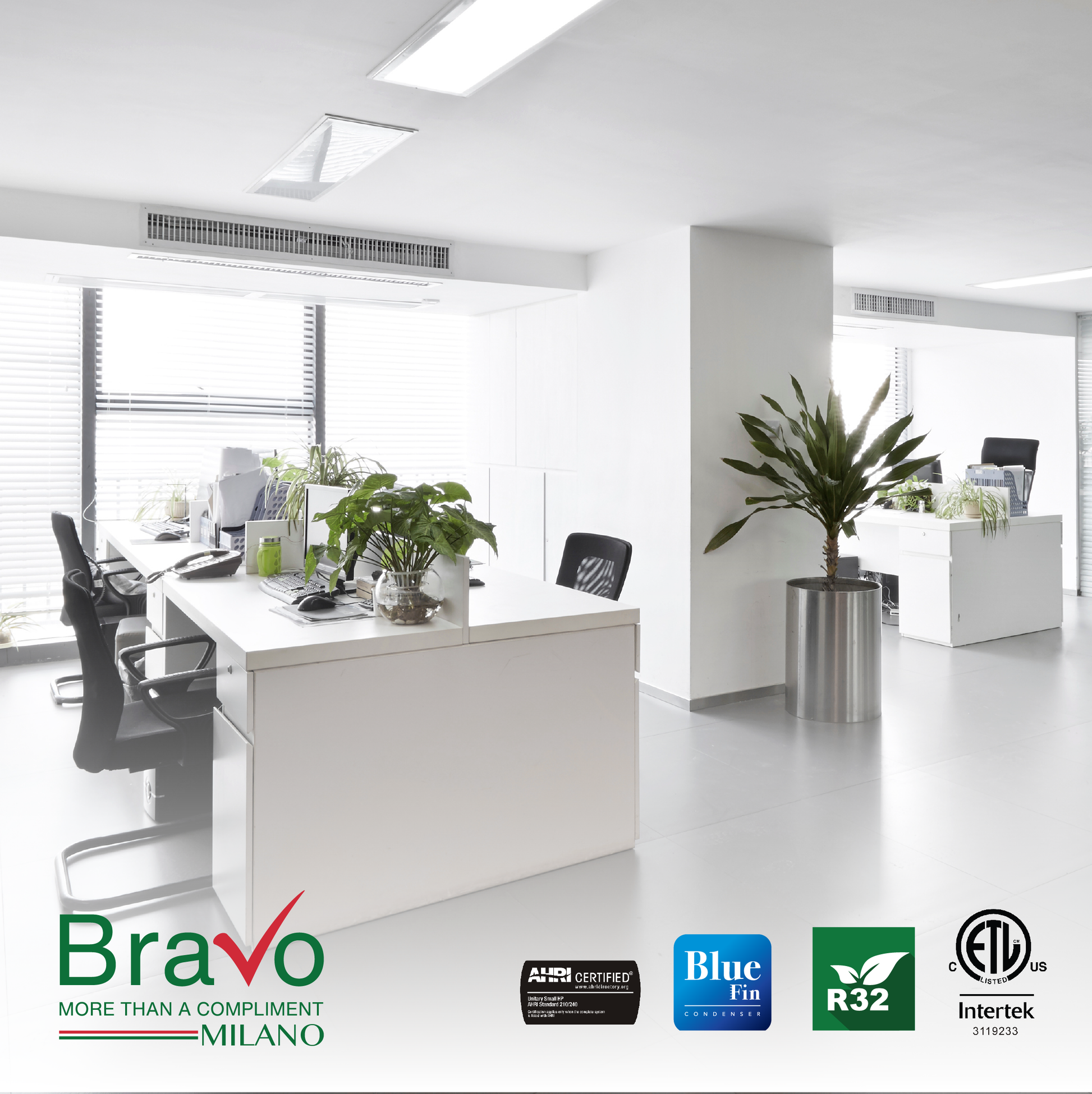 Bravo 4-Zone Ducted Mini Split AC & Heat Pump 36000 BTU (9K+9K+9K+9K), Slim Duct Units, 230V