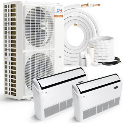 Cooper&Hunter 2-Zone Hyper Ductless Mini Split AC & Heat Pump 55000 BTU (18K+18K), Universal/Floor Ceiling Units, 230V - R410A