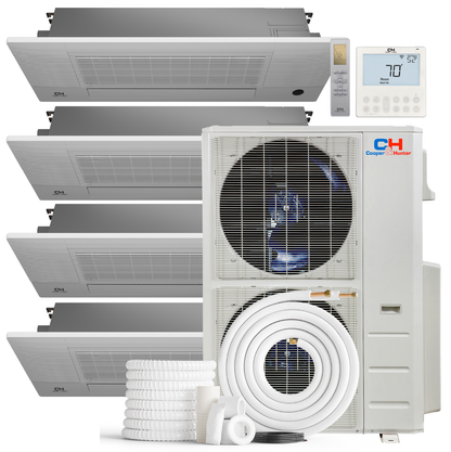 Cooper&Hunter 4-Zone Ductless Mini Split AC & Heat Pump 55000 BTU (6K+6K+6K+18K), One-Way Cassette Units, 230V - R410A