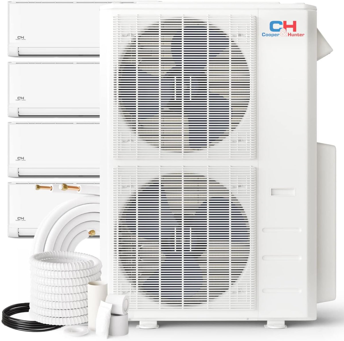 Cooper&Hunter Olivia 4-Zone Ductless Mini Split AC & Heat Pump 48000 BTU (9K+9K+9K+24K), Wall Mount Units, 230V - R410A