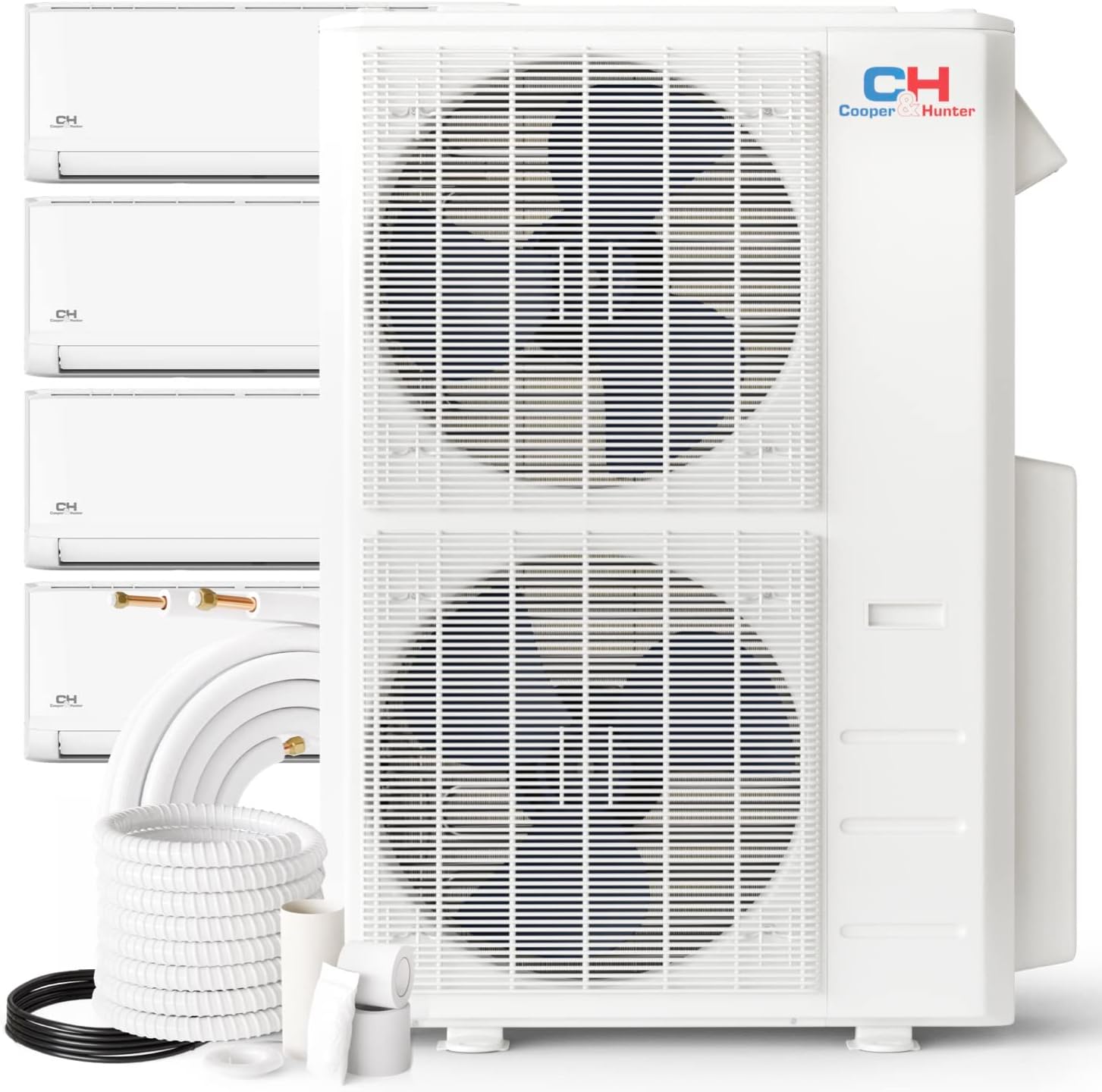 Cooper&Hunter Olivia 4-Zone Ductless Mini Split AC & Heat Pump 48000 BTU (9K+9K+12K+24K), Wall Mount Units, 230V - R410A