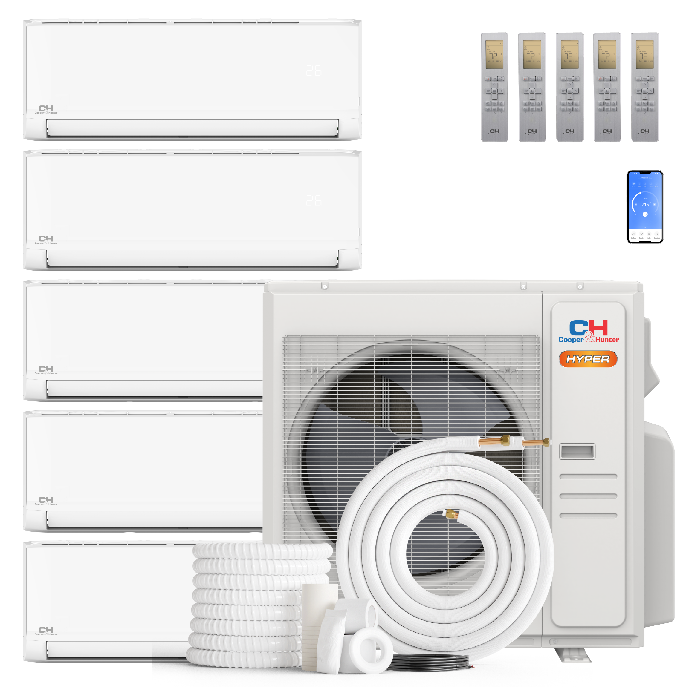 Cooper&Hunter Hyper Olivia 5-Zone Ductless Mini Split AC & Heat Pump 3 ...
