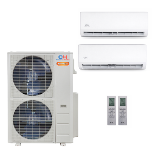 Cooper&Hunter Hyper Olivia 2-Zone Ductless Mini Split AC & Heat Pump 55000 BTU (12K+12K), Wall Mount Units, 230V - R410A