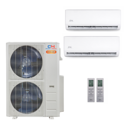 Cooper&Hunter Hyper Olivia 2-Zone Ductless Mini Split AC & Heat Pump 55000 BTU (12K+24K), Wall Mount Units, 230V - R410A