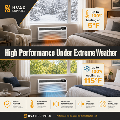 Cooper&Hunter 9,000 BTU Inverter PTAC Heat Pump with WiFi, Electric Heat and Fresh Air - CH-PTI-09HP