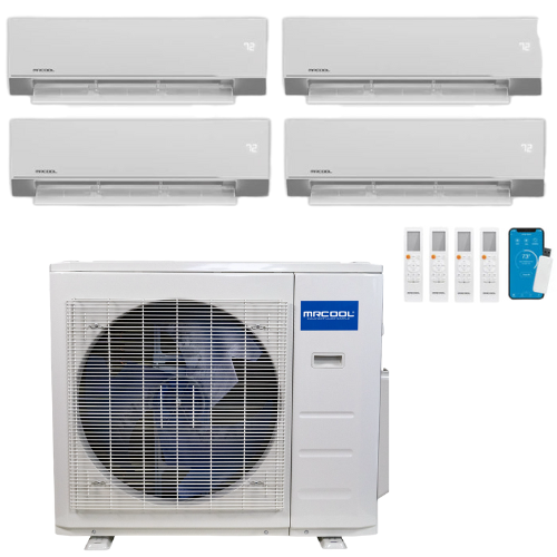 MRCOOL Olympus 4th Generation 4-Zone Ductless Mini Split AC & Heat Pump 36000 BTU (9K+9K+9K+12K), Wall Mount Units, 230V
