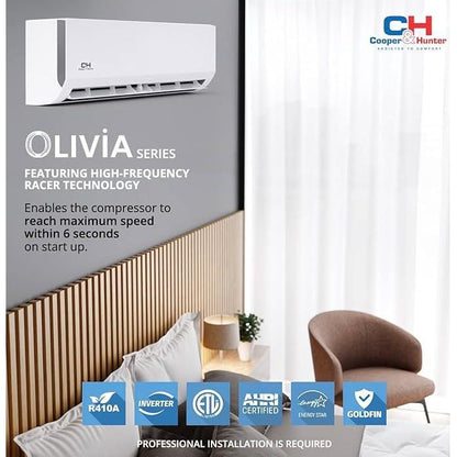 Cooper&Hunter Olivia 5-Zone Ductless Mini Split AC & Heat Pump 55000 BTU (9K+9K+9K+9K+12K), Wall Mount Units, 230V - R410A