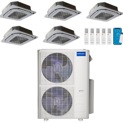 MRCOOL Olympus 4th Generation 5-Zone Ductless Mini Split AC & Heat Pump 48000 BTU (9K+12K+12K+12K+18K), Ceiling Cassette Units, 230V