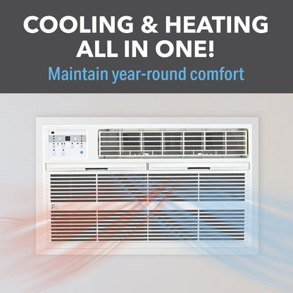 Perfect Aire 10,000 BTU 230V Through-the-Wall Air Conditioner with 10,600 BTU Electric Heater, Follow-Me Remote Control