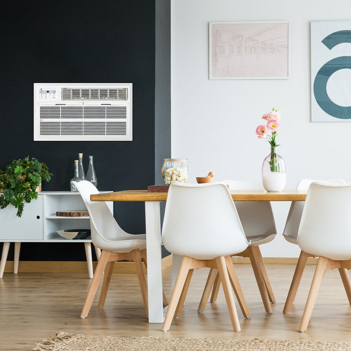 Perfect Aire 12,000 BTU 230V Through-the-Wall Air Conditioner with 10,600 BTU Electric Heater, Follow-Me Remote Control