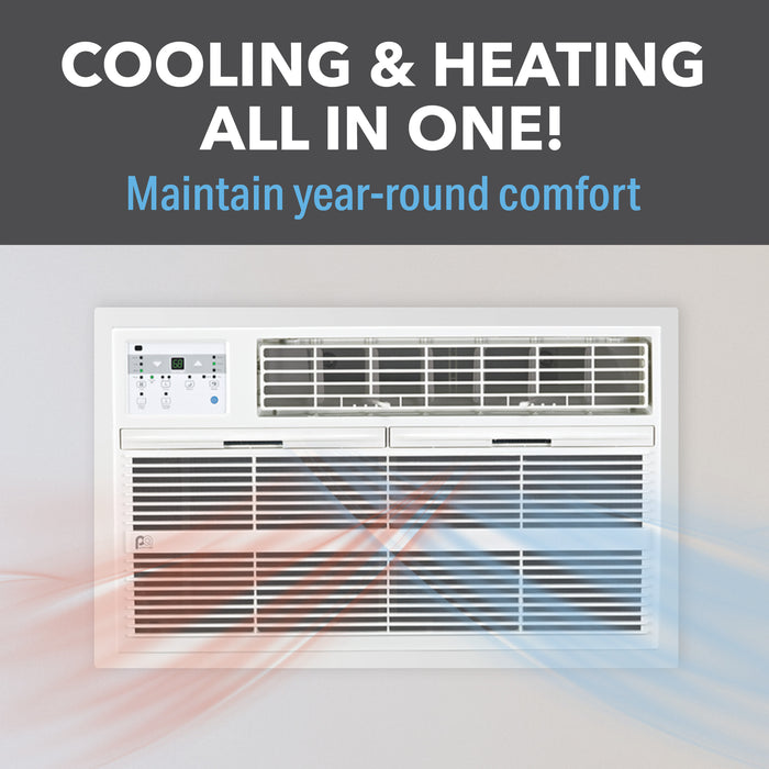 Perfect Aire 14,000 BTU 230V Through-the-Wall Air Conditioner with 10,600 BTU Electric Heater, Follow-Me Remote Control