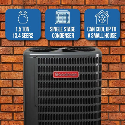 Goodman 1.5 Ton 13.8 SEER2 80% AFUE 40,000 BTU Gas Furnace and R32 Air Conditioner System - Downflow/Horizontal