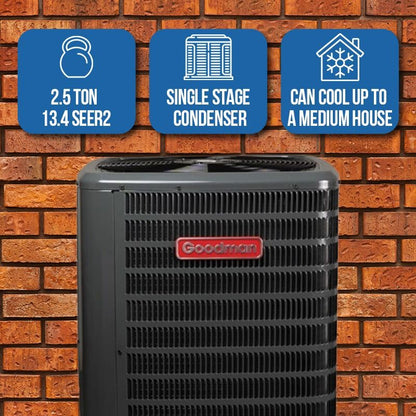 Goodman 2.5 Ton 14.0 SEER2 96% AFUE 40,000 BTU Gas Furnace and R32 Air Conditioner System - Upflow/Horizontal