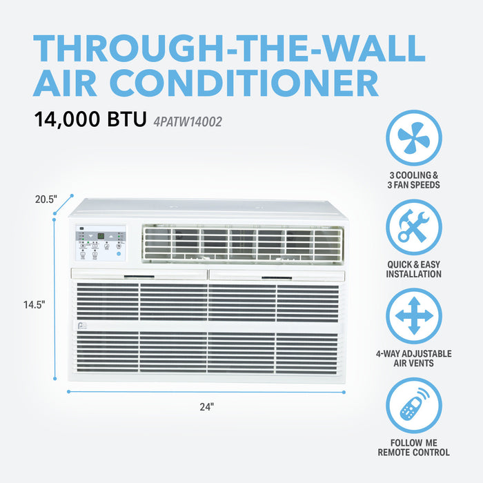 Perfect Aire 14,000 BTU 230V Through-the-Wall Air Conditioner with Remote Control for Spaces up to 700 Sq. Ft.