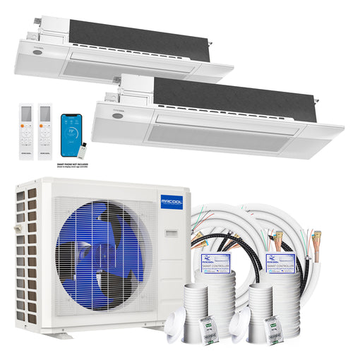 MRCOOL DIY 5th Gen 2-Zone Ductless Mini Split AC & Heat Pump 36000 BTU (12K+12K), One-Way Cassette Units, 230V