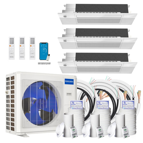 MRCOOL DIY 5th Gen 3-Zone Ductless Mini Split AC & Heat Pump 36000 BTU (6K+9K+12K), One-Way Cassette Units, 230V