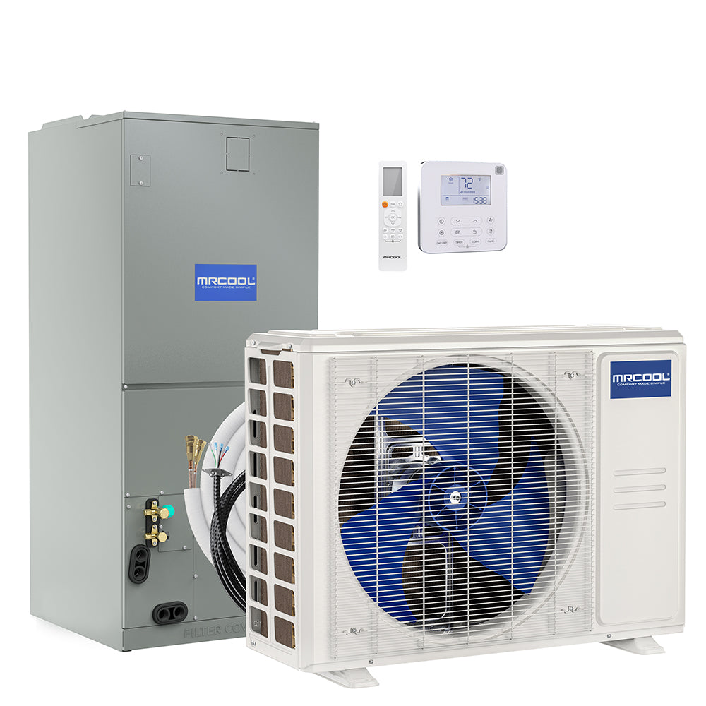 MRCOOL | MRCOOL® 24,000 BTU (2 TON) R-454B DIY Hybrid™ Central Ducted Air Handler + DIY 5th Gen Single-Zone Mini-Split Condenser Complete System (25-ft QuickConnect® Line Set) | MRCOOL® 24,000 BTU (2 TON) R-454B DIY Hybrid™ Central Ducted Air Handler + DIY 5th Gen Single-Zon