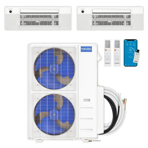 MRCOOL DIY 5th Gen 2-Zone Ductless Mini Split AC & Heat Pump 55000 BTU (12K+12K), One-Way Cassette Units, 230V