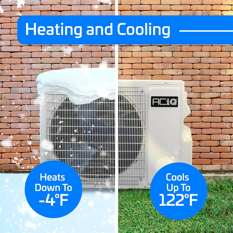 ACIQ Essentials Series 2-Zone Ductless Mini Split AC & Heat Pump 18000 BTU (9K+12K), Wall Mount Units, 230V - R32