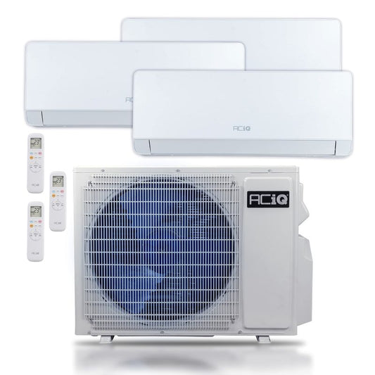 ACIQ Essentials Series 3-Zone Ductless Mini Split AC & Heat Pump 24000 BTU (12K+12K+12K), Wall Mount Units, 230V - R32