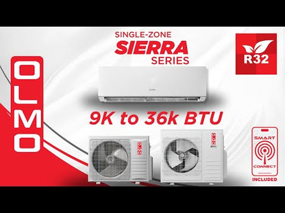 OLMO Sierra Series 12,000 BTU 230V Single Zone Wall Mount Air Conditioner and Heat Pump Mini Split with WI-FI and 16FT Installation Kit Included OS-12SRW-230VI + OS-SR12-230VO