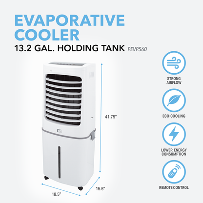 Perfect Aire 13.2 Gallon Evaporative Cooler with Remote Control and Cooling Ice Pack, 560 CFM Air Flow