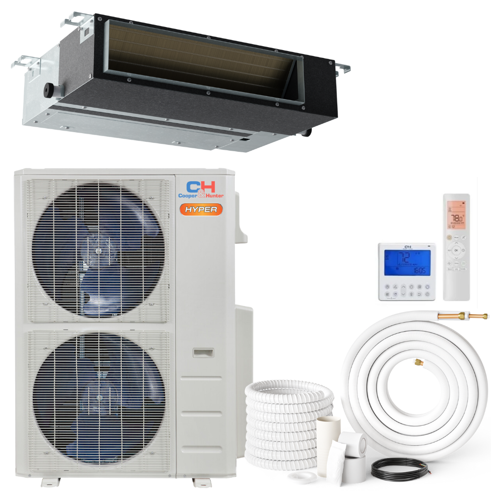 Cooper&Hunter 48,000 BTU Hyper Single Zone Slim Duct Ducted Minisplit Heat Pump System R410A 230V