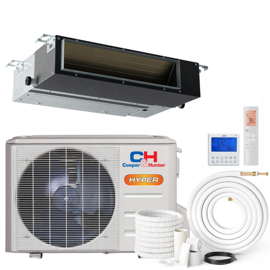 Cooper&Hunter 9,000 BTU Hyper Single Zone Slim Duct Ducted Minisplit Heat Pump System R410A  230V